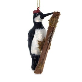 BestPysanky Woodpecker on a Branch Glass Christmas Ornament 4.8 Inches