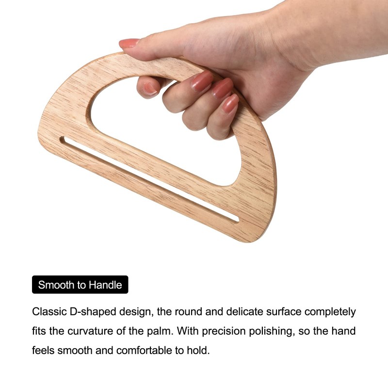 sourcing map Wooden Purse Handles, 175mm 2Pcs D Shape Handbag