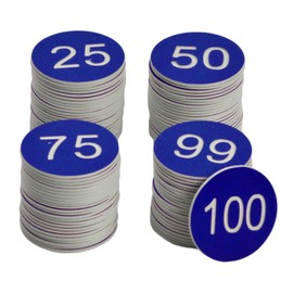 Pack of 100 Plastic Number Plates, Number Tags, Key Chains, Numbers, 1-100 Engraved Numbered ID Tags, ABS Table Numbers Without Hole for Hotels Gym Pet House (Azul Oscuro)