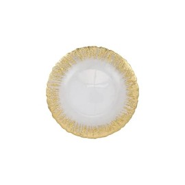 Vietri Rufolo Glass Gold Brushstroke Canape Plate, 6" Dinnerware, Small Dish for Serving Appetizer