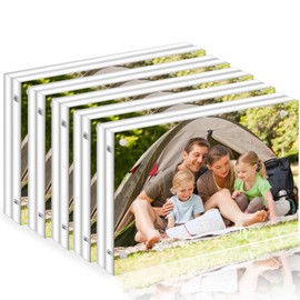 Toolsure 5x7 Acrylic Picture Frames 5Pack, Magnetic Acrylic Photo Frames 5 by 7,20% Thicker Block,Clear Floating Picture Frame Free Stand Double Side, Lucite Frameless Frame Gift for Desktop Display