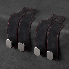2 Pack Car Seat Hook for Headrest with Double Hooks, Flexible Leather Car Back Seat Holder for Purses Handbag Grocery Bags, 2-in-1 Purse Hanger Car Storage Organizer, Vehicle Interior Accessories