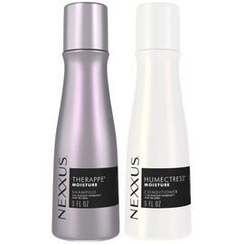 Nexxus Therappe Champú y Acondicionador Humectante, Tamaño Viaje  La Máxima Humedad para Cabello Seco Con Proteína Elastina y Caviar Verde, 3 Oz Ea