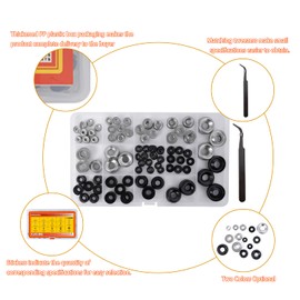 dmluosimu 396pcs Stainless Steel Countersunk Cup Washers Kit-4#-6#-8#-10#-12#-14#-16# Natural/Oxidized Blackening Plated for Furniture, Automotive, Plumbing & DIY