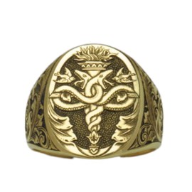 HUKQBUNX 18k gold antique carved godfather ring senior men's engagement wedding ring two snakes domineering crown party ring size 6-10, Size 10, Metal, unisex adult