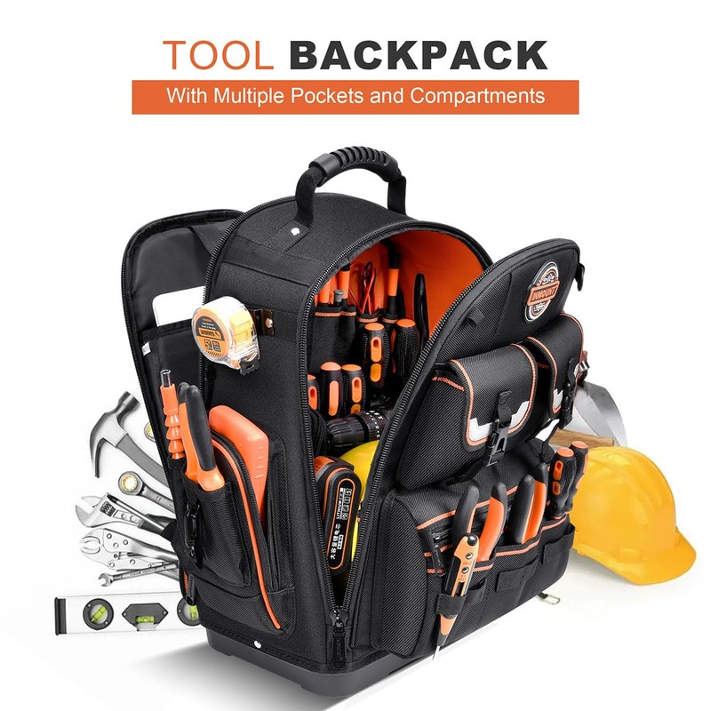 Backpack Tool Bag - LOKASS Tool Backpack Heavy Duty Tool
