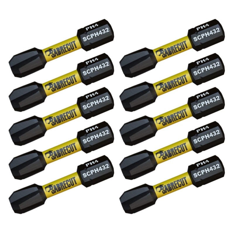 10 x SabreCut SCPH432_10 32mm PH4 Magnetic Impact Screwdriver Driver