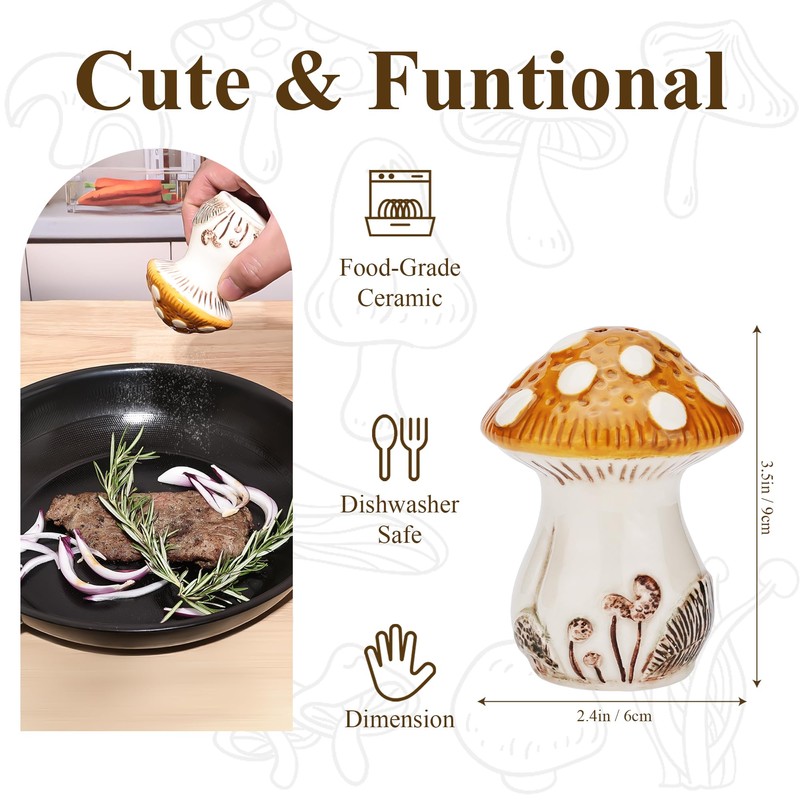 Ceramic Mushroom Salt and Pepper Shakers Set – Whimsical Kitchen