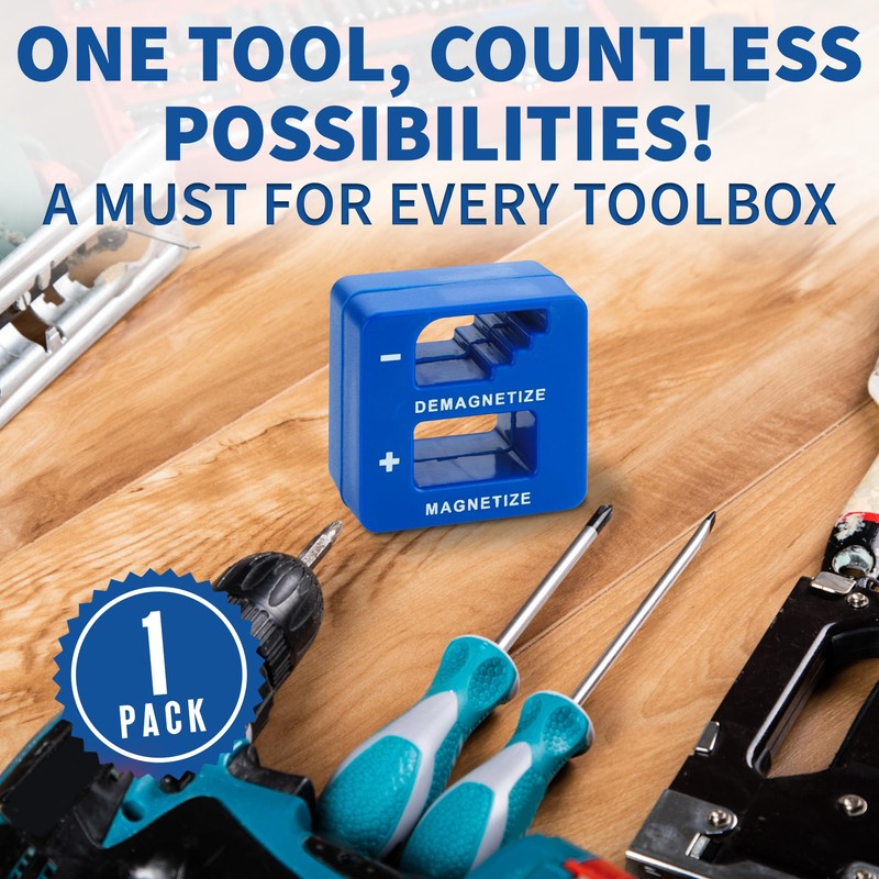 MeasuPro Demagnetizer and Magnetizer - Blue - for Screwdrivers Tips,