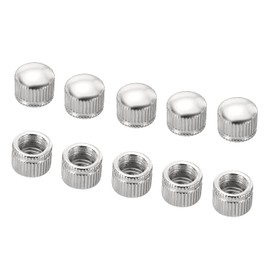 PATIKIL M10x1.0 Cap Nut, 10 Pack Acorn Nut Screw Knob Cap Insert Bolt Cover Female Thread Knurled Decorative Hardware Fittings Light Fixtures Silver Tone