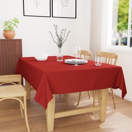 Encasa Table Cloth Size 140x140 cm | Cotton Canvas Fabric | Deep Red Solid Color | Dining Tablecloth For Decoration - Machine Washable