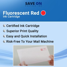 Save On Postage Ink (2 Pack SL-798-0 Fluorescent Red Printer Ink Cartridge Compatible with Pitney Bowes Ink Cartridge, SendPro+, SendPro C Series C200/300/400 Postage Meters - Inkjet Printer Ink