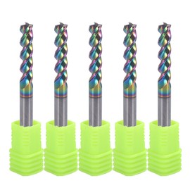 4 mm Carbide Square End Mill for Aluminium Copper Applications, 3 Flute, 4 mm Cutting Diameter, 4 mm Shank, DLC Coating, CNC Router Bits, End Milling Bits, U-Type Design, 5-Pack (4 x 4 x 17 mm)