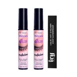 2 Máscara de Pestañas Profesional Prosa Negras Waterproof  Delineador Líquido IVY Liquid Art Eyeliner Waterproof Kit Maquillaje PROSA  IVY            