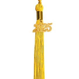 GraduationMall Single Color Graduation Tassel with 2025 Year Charm 9" Gold