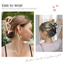 Tumurup Pink Hair Clip Bow, Pack of 4 Hair Clips Women Girls Hair Clip Bow Hair Clips Large 11 cm Butterfly Claw Clip Hair Accessories for Thick Hair Long Hair