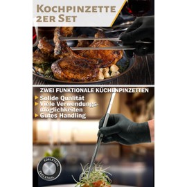 4smile Barbecue Tongs Stainless Steel Long 30 cm - Stainless Steel Kitchen Tongs Can Be Used As Meat Tongs Roasting Tongs Cooking Tongs or Serving Tongs - A Useful Kitchen Aid for All Hobby Chefs and Cooking Professionals