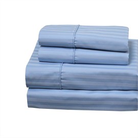 Royal Hotel Bedding King Blue Cotton-Blend Wrinkle-Free Pillowcases 650-Thread-Count Stripe 2 Pillow Cases