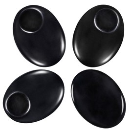 Nupuyai Pack of 4 Oval Thumb Worry Stones for Anxiety Stress, Polished Pocket Palm Stones Meditatian Therapy, Black Obsidian