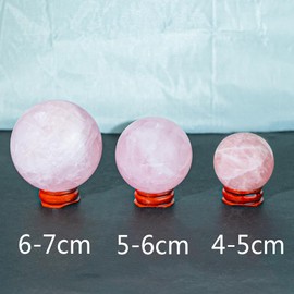 Natural Crystal Ball Orange Moonstone Polished Divination Ball Decorative Sphere with Wood Stand Healing Crystals Ball Healing Stone (40-50mm, Pink Crystal)