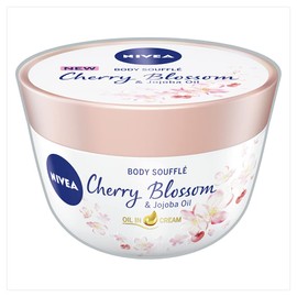 NIVEA Body Cream Souffle Cherry Blossom & Jojoba Oil Moisturiser (200 ml), Moisturising Body Cream for Very Dry Skin, Leaves Skin Feeling Velvety Smooth