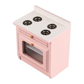 FONGKNOX Doll House Miniature Cooker Stove Oven Pink Miniature Kitchen Furniture Model Accessories 1:12 Simulation Mini Wooden Furniture for Doll House Kitchen Decor