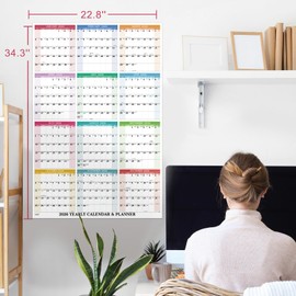 2026 Wall Calendar - Yearly Wall Calendar 2026, January 2026 - December 2026, 34.3" x 22.8" (Open), Vertical, Double-Sided Round Stickers, Blocks and Holidays - Beautiful Layout
