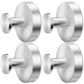 Fadroky Suction Cup Hooks, 15lbs Heavy Duty Silver Towel Hooks for Bathroom, Waterproof Stainless Steel Bath Towel Hooks, Removable & Punch-Free Hooks for Shower, Towels, Loofah, Robes (4 Pack)