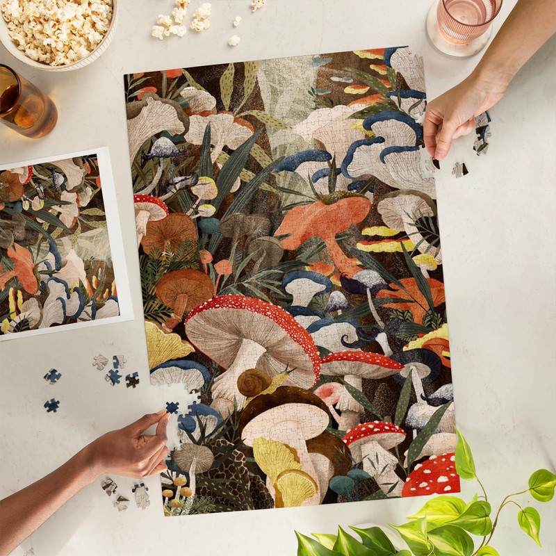 Lantern Press Woodland Mushrooms, 1000 Piece Jigsaw Puzzle for Adults,