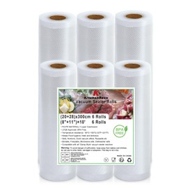 KitchenBoss Vakuumierbeutel 6 Rollen 20/28 x 300cm：Vakuumierfolie für Vakuumierer & Sous Vide, Vakumierfolienrollen BPA-Free, Vakuumierer Beutel Kochfest, Vakuumbeutel Lebensmittel Wiederverwendbar