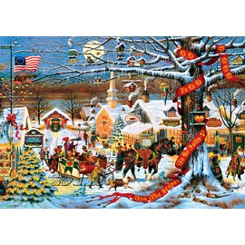 Buffalo Games - Charles Wysocki - Small Town Christmas - 300 Piece Jigsaw Puzzle for Adults Challenging Puzzle Perfect for Game Nights - Finished Puzzle Size is 21.25 x 15.00