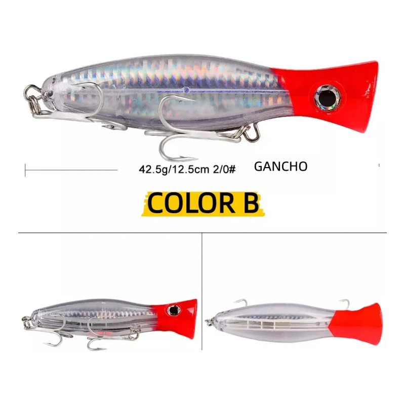 4 Señuelos Popper De 43g Kit Pesca Superficial Mar Playa