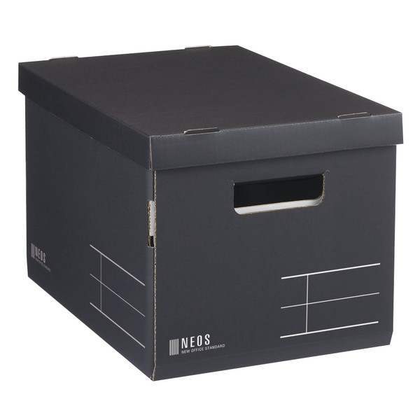Kokuyo NE983D Storage Box, NEOS, Regular Size, with Lid, Black