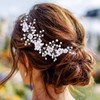 GORAIS Flower Bride Wedding Hair Vine Silver Bridal Hair Accessories