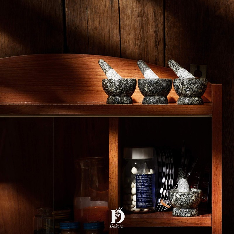 Dakorn Mortar and Pestle Set, Granite with Unpolished Inside, Tiny