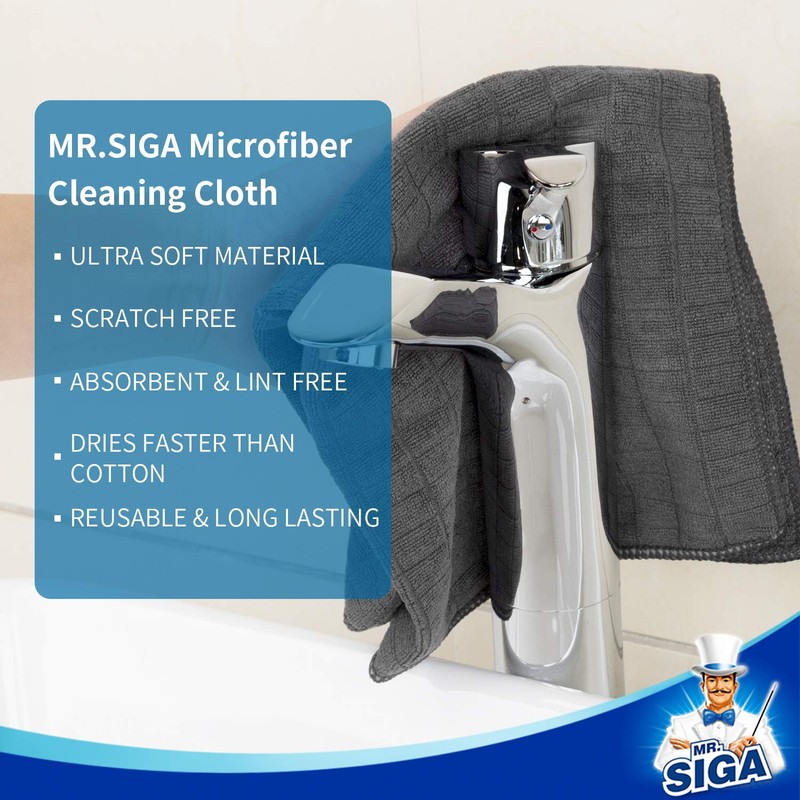 MR.SIGA Microfiber Cleaning Cloth, All-Purpose Cleaning Towels, Pack of 6,