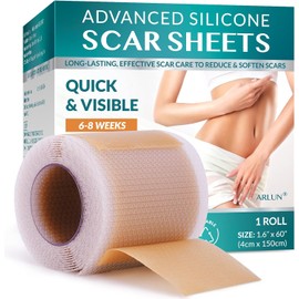 Silicone Scar Tape, Silicone Scar Sheets, Scar Tape for Surgical Scars, Silicone Tape for Scars, Scar Sheets for Surgical Scars, C-Section, Tummy Tuck and Keloid (1.6"x 60" Roll-1.5M)