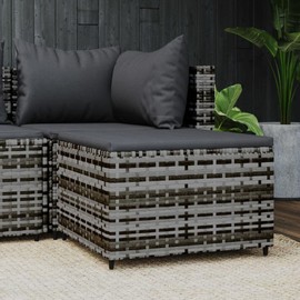 Udorich Patio Footrest with Cushion, Stylish Gray Rattan Design, Comfortable Outdoor Use, Adjustable Feet