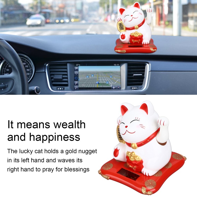 Lucky Cat Solar Powered Cute Decorative Wealth Welcoming Waving Fortune