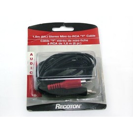 Recoton ACW339 Audio Y Cable, 1/8" Mini to 2 RCA Male Connector