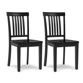 COLAMY Wooden Dining Chairs Set of 2, Solid Rubberwood Kitchen & Dining Room Chairs, High Spindle Back Windsor Style, Modern Dining Table Chairs, Non-Slip Foot Pads, Minimalist Home Furniture,Black