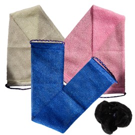 Djampe African Exfoliating Body Scrub in Shower Net – Natural Exfoliating for Men and Women (75 x 14 cm) (Yellow)