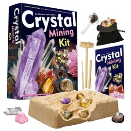 XXTOYS Crystal Mining Kit Gems Dig Kit for Kids with Real Crystals Rock Digging Kit Excavate Gemstones and Minerals Geology Science STEM Toys Gift for Kid