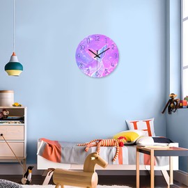 Decorative Clock for Living Room - Girls Pink Wall Clocks Battery Operated 16 Inches or Larger - Mermaid Glass Wall Clock Silent