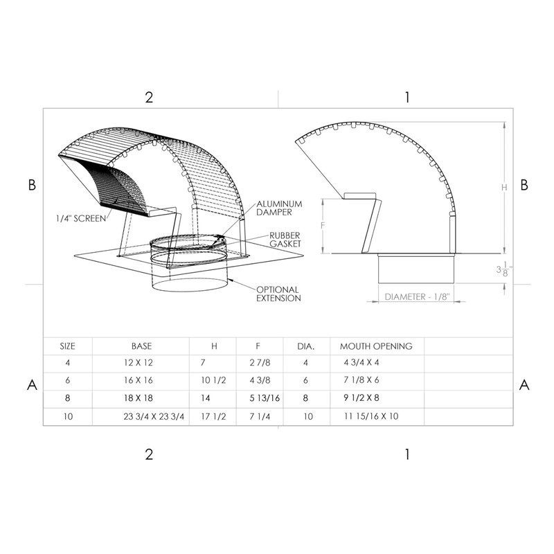 Goose Neck Exhaust Roof Vent (with Extension, 6 Inch)