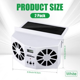 Tujoe 2 Pack Solar Powered Car Exhaust Fan 3 Fans Car Window 4500 RPM Air Vent Radiator Solar Energy Cooling Vent Exhaust for General Types(Solar 2 Fans,White)