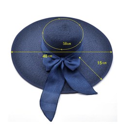 VASANA Women Summer Wide Brim Big Bow Hat Garden Beach Sun Hat Large Summer Sun Hat Straw Cap Party Garden Travel, blue