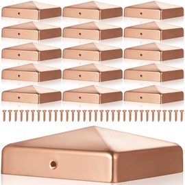Tandefio 8 Pcs 4x4'' (Actual 3.5x3.5'') Solid Copper Post Caps Fence Pyramid Decking Caps with Screw for Metal Wood Cedar Fence Deck Corridors Mailbox Posts End Cover