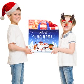 Fassory 12 Pack Mixed Sizes Christmas Tote Bags with Handles Reusable Water Resistant Non-Woven Party Shopping Gift Bags in 3 Sizes