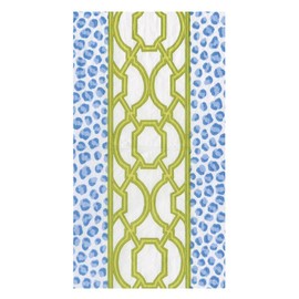 Caspari Knots And Spots Blue & Green Guest Towel Napkins - 15 Guest Towel Napkins per Pack, 4 PACKS